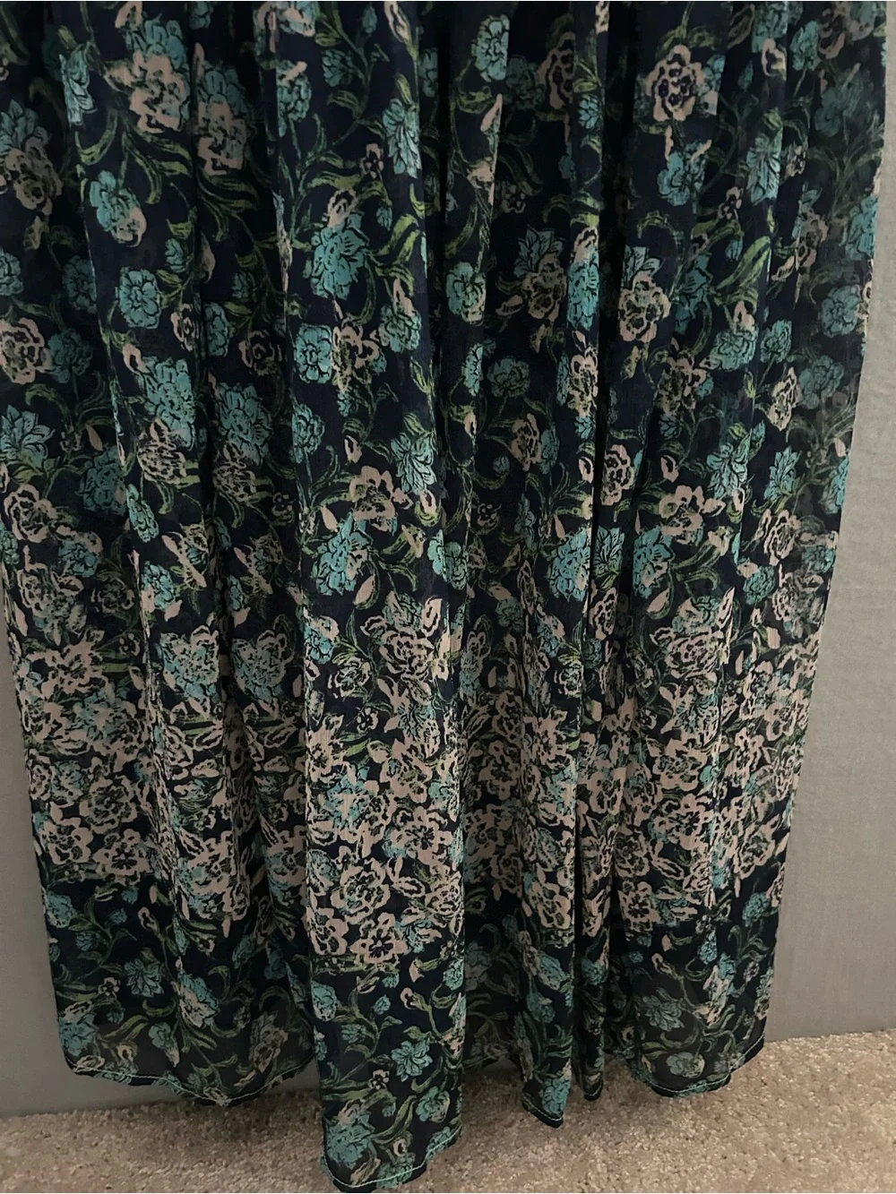 NWT Free People See it Through Black Floral Chiffon Lined (2pc)Maxi Dress Size M